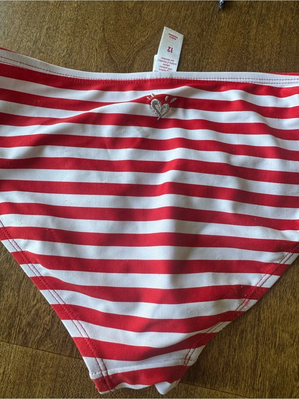 Justice Bright Red Swim Bottoms with White Trim